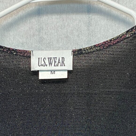 U.S. Wear Long Sleeve Paisley Metallic Side Slit Tunic Cardigan Black Tan Green - Picture 11 of 13